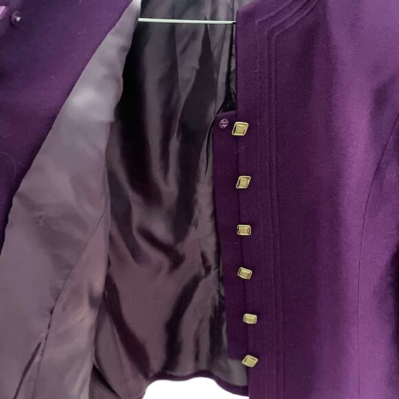 Vintage Herbert Grossman 100% Wool Purple Collarless Blazer Jacket size 10P MP - Picture 5 of 8